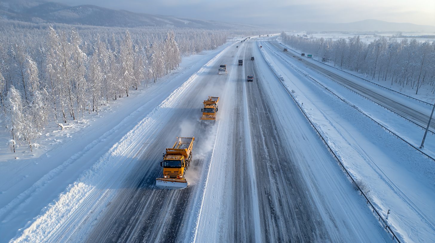 Зимний вид трассы М1 с уборкой снега