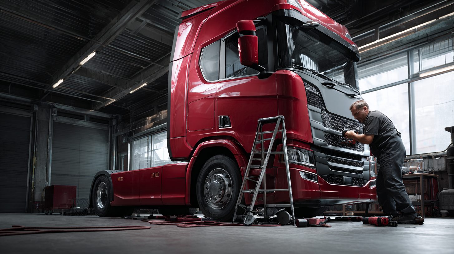 Процесс установки рулонных жалюзи на боковое стекло кабины грузовика