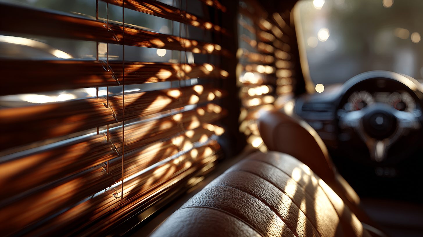 Горизонтальные жалюзи на боковом окне кабины легкового автомобиля