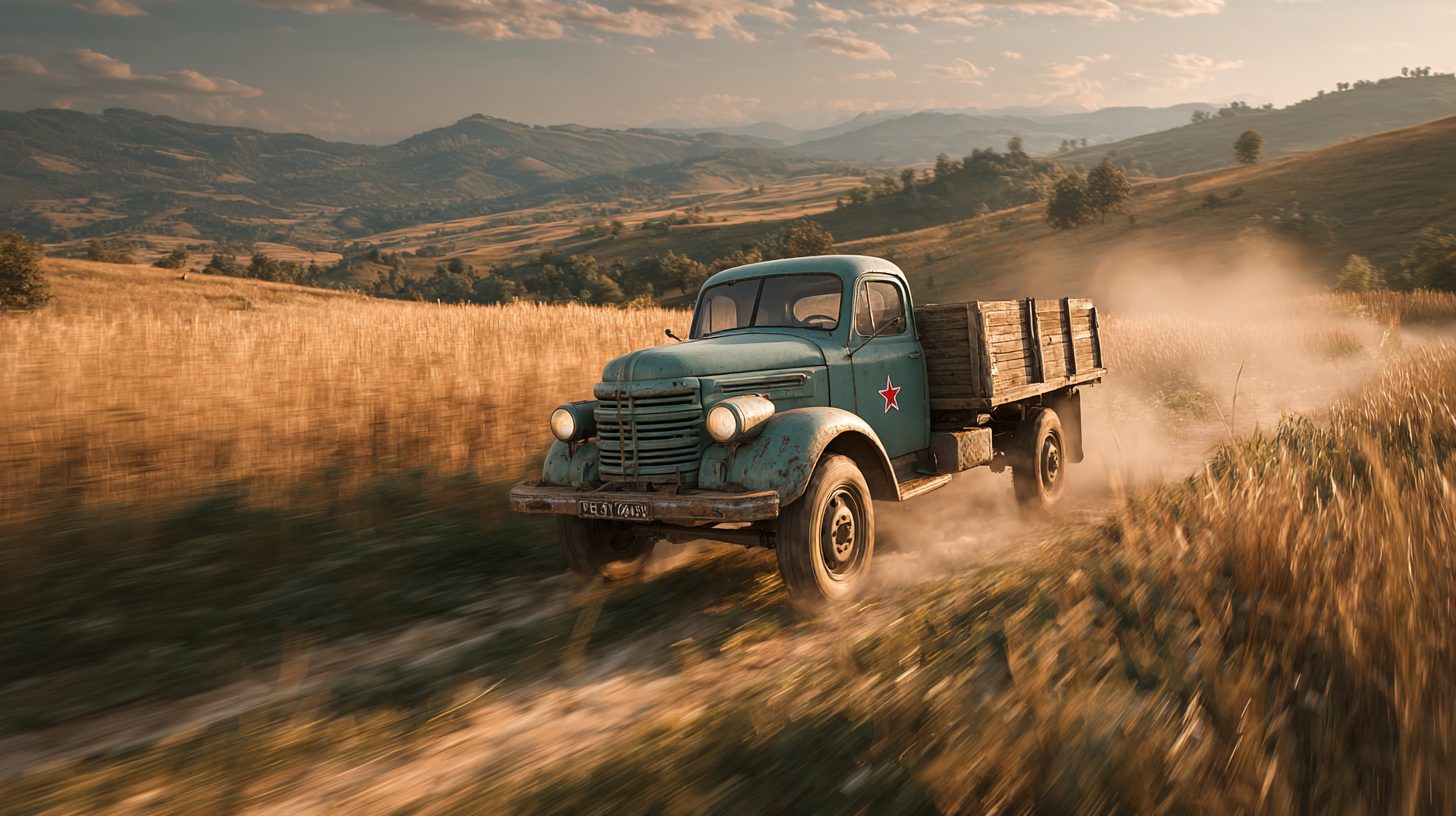 ГАЗ-53 в движении по сельской дороге