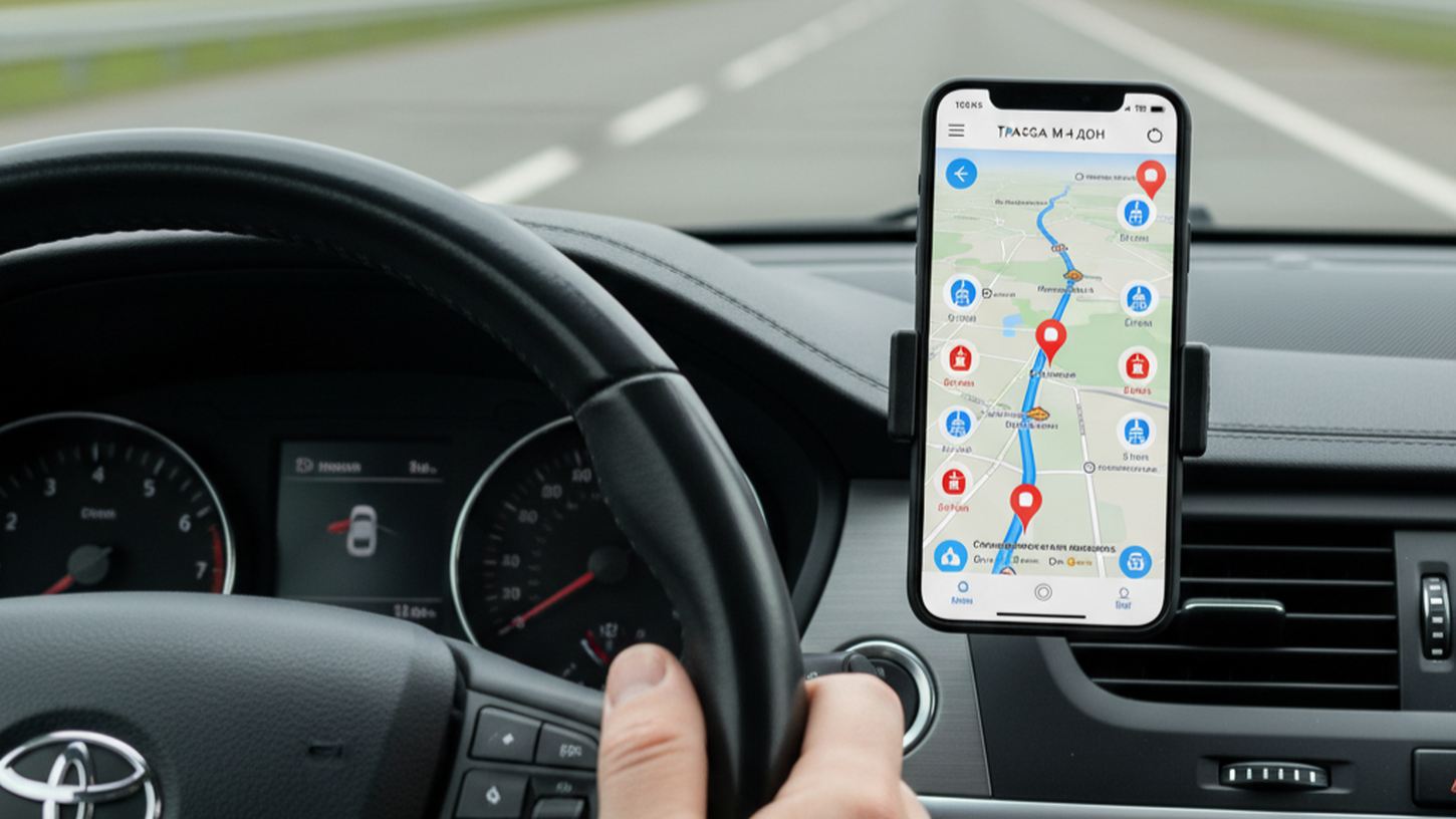 Навигация с отметками душевых вдоль маршрута для водителей