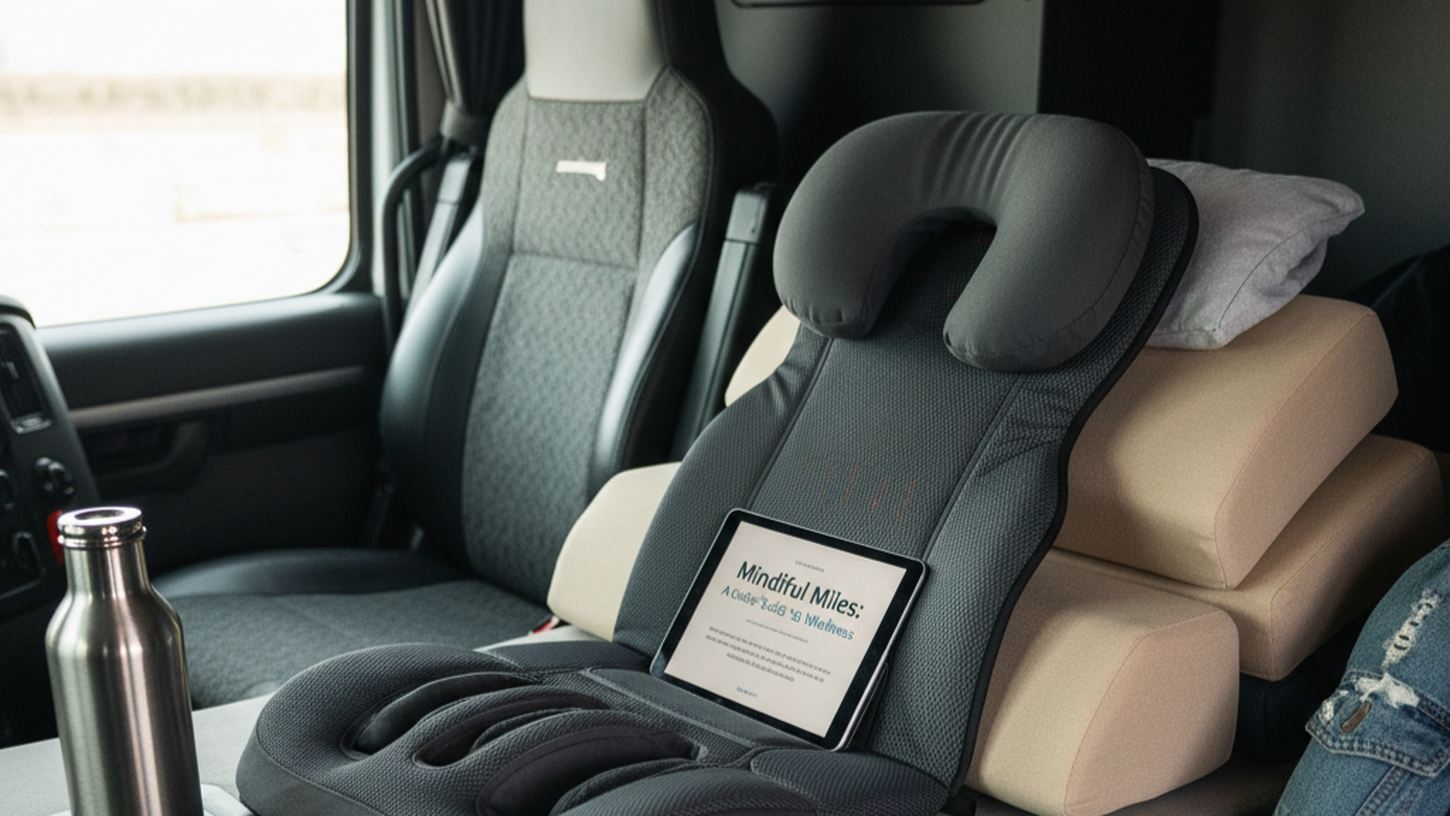 Массажная накидка, ортопедическая подушка и планшет на спальном месте грузовика