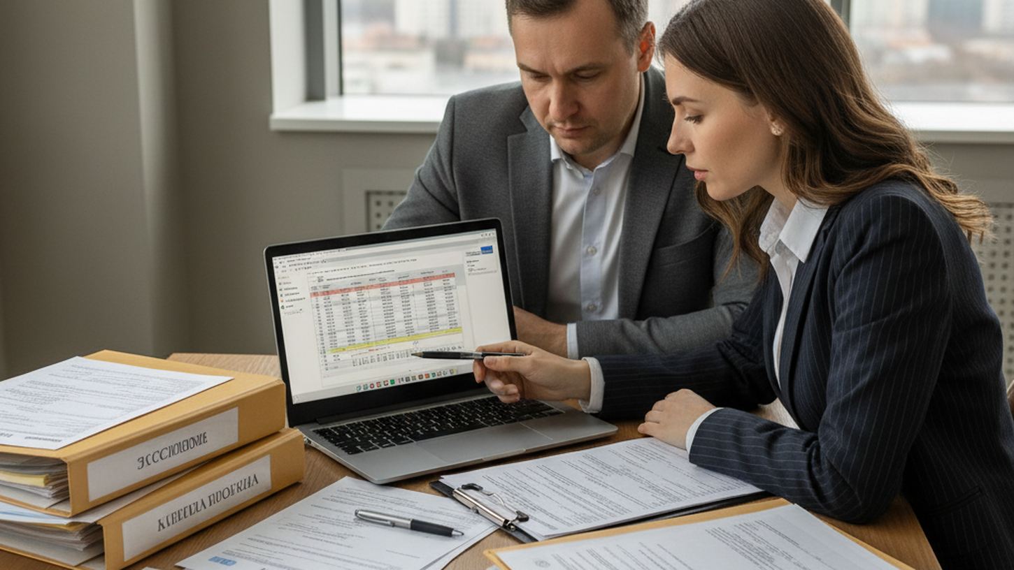 Консультация владельца грузовика с бухгалтером по налогам