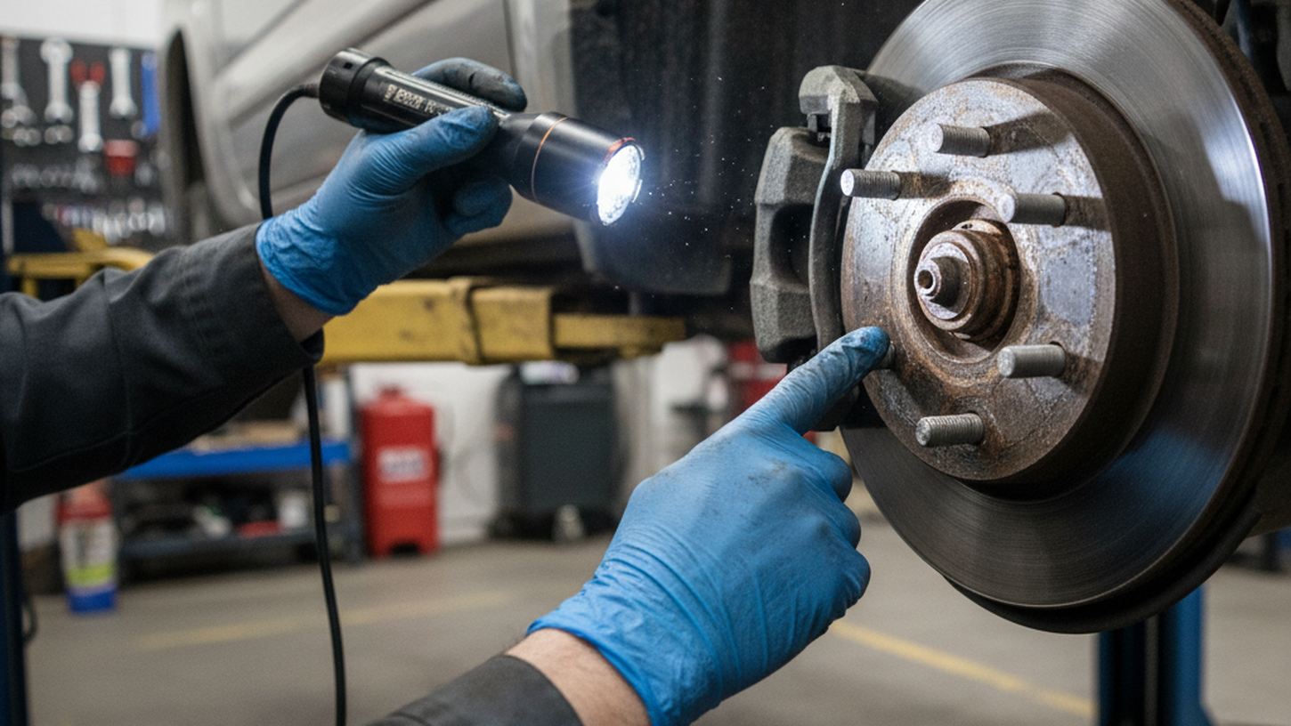 Проверка состояния тормозных механизмов у профессионального механика