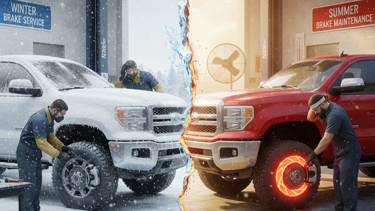 Сезонное обслуживание тормозной системы грузовика летом и зимой