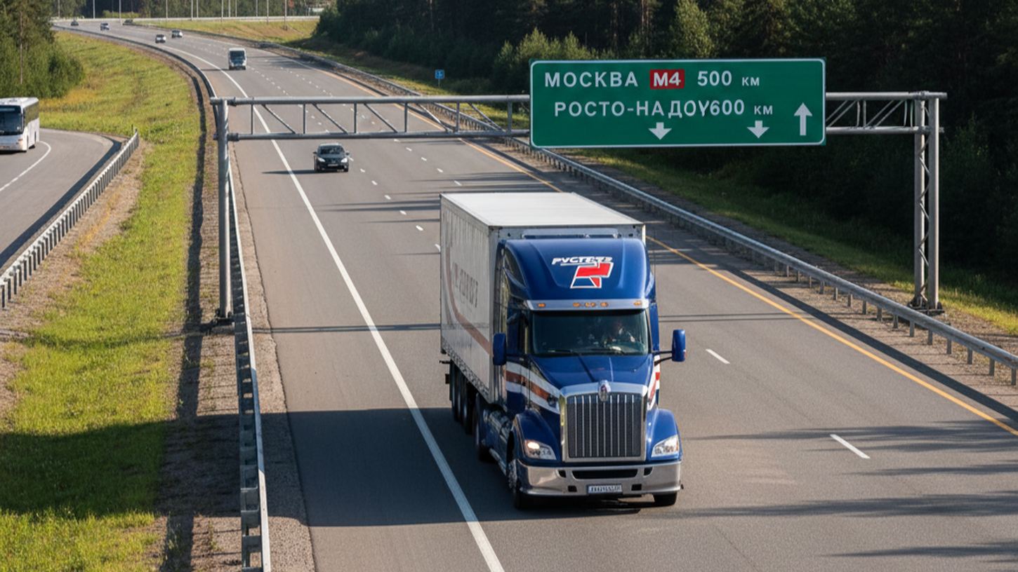 Грузовой автомобиль на федеральной трассе России