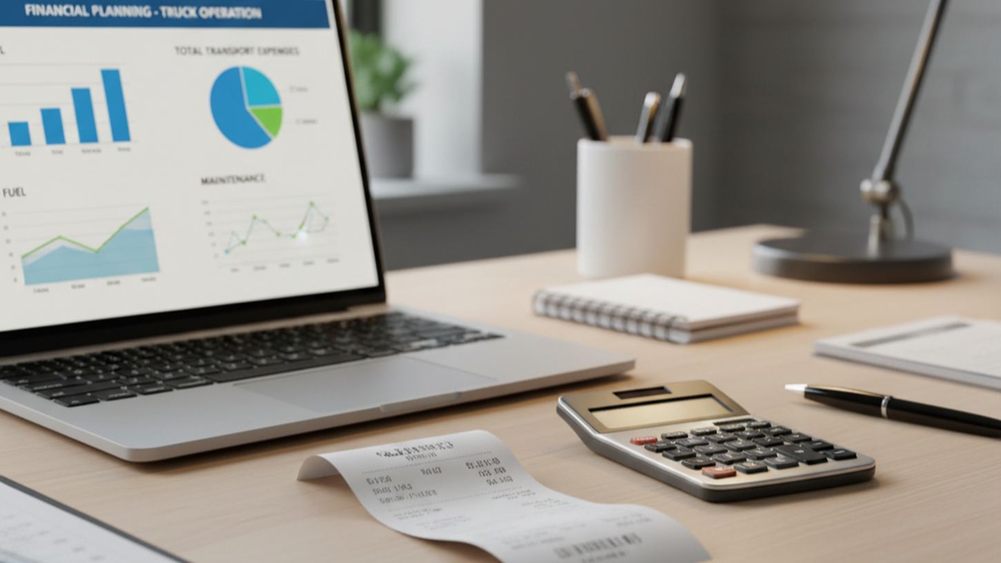 Рабочее место с расчетами расходов на грузоперевозки и электронными графиками